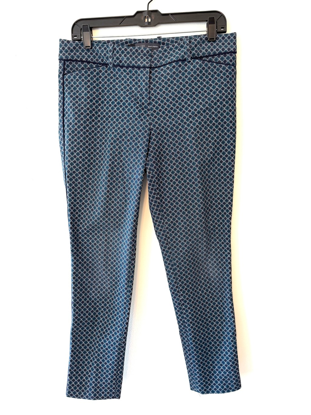 The Limited Exact Stretch Ankle Pants Geometric Circle Print Blue Teal Size 8